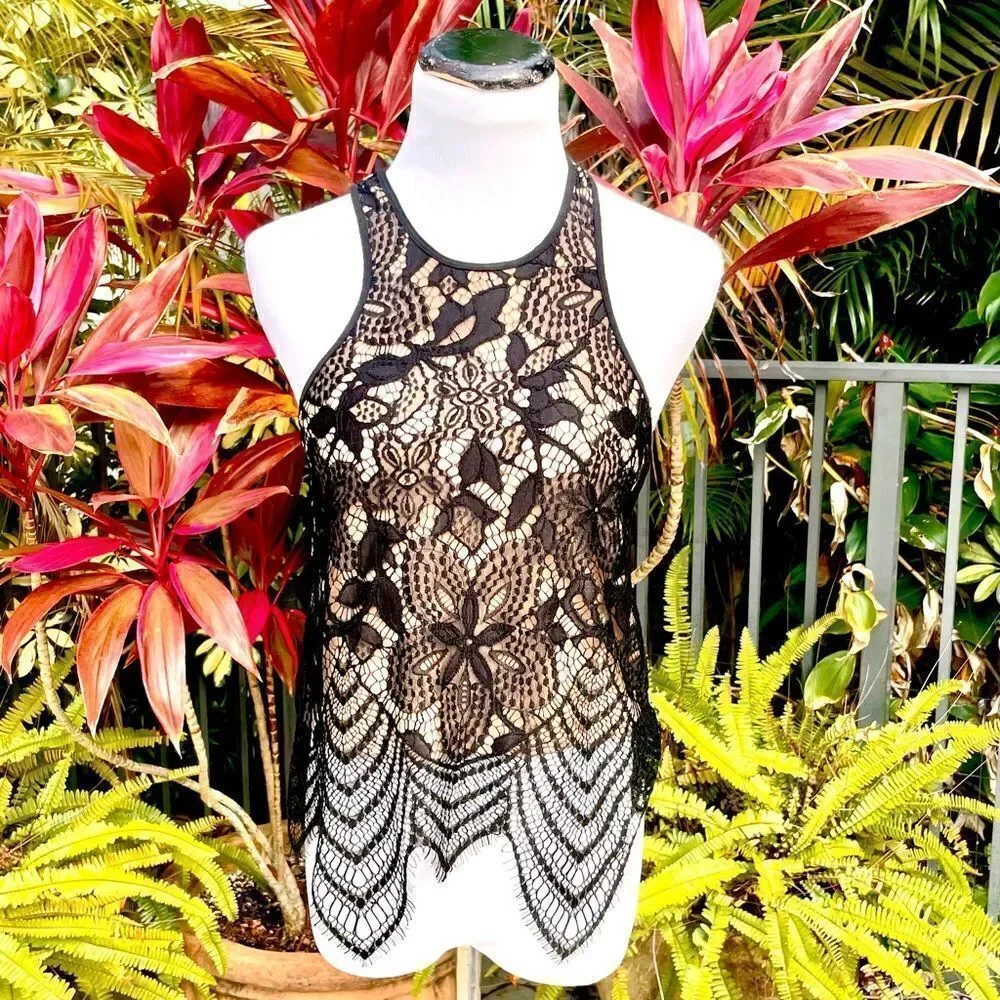 Express Eyelash Lace Overlay Skirt & Tank Set
